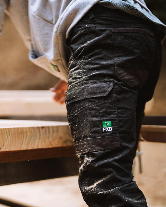 work pant action shot