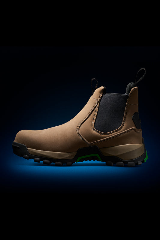 Inside angle of FXD Work Boot 4 High Cut Slip On Work Boots WB4 in stone.