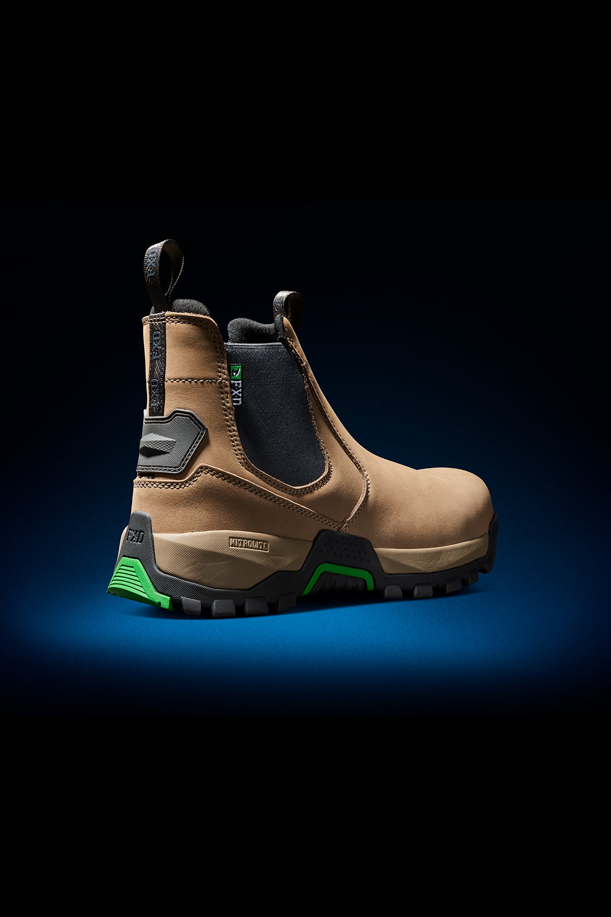 Back 3/4 angle of FXD Work Boot 4 High Cut Slip On Work Boots WB4 in stone.