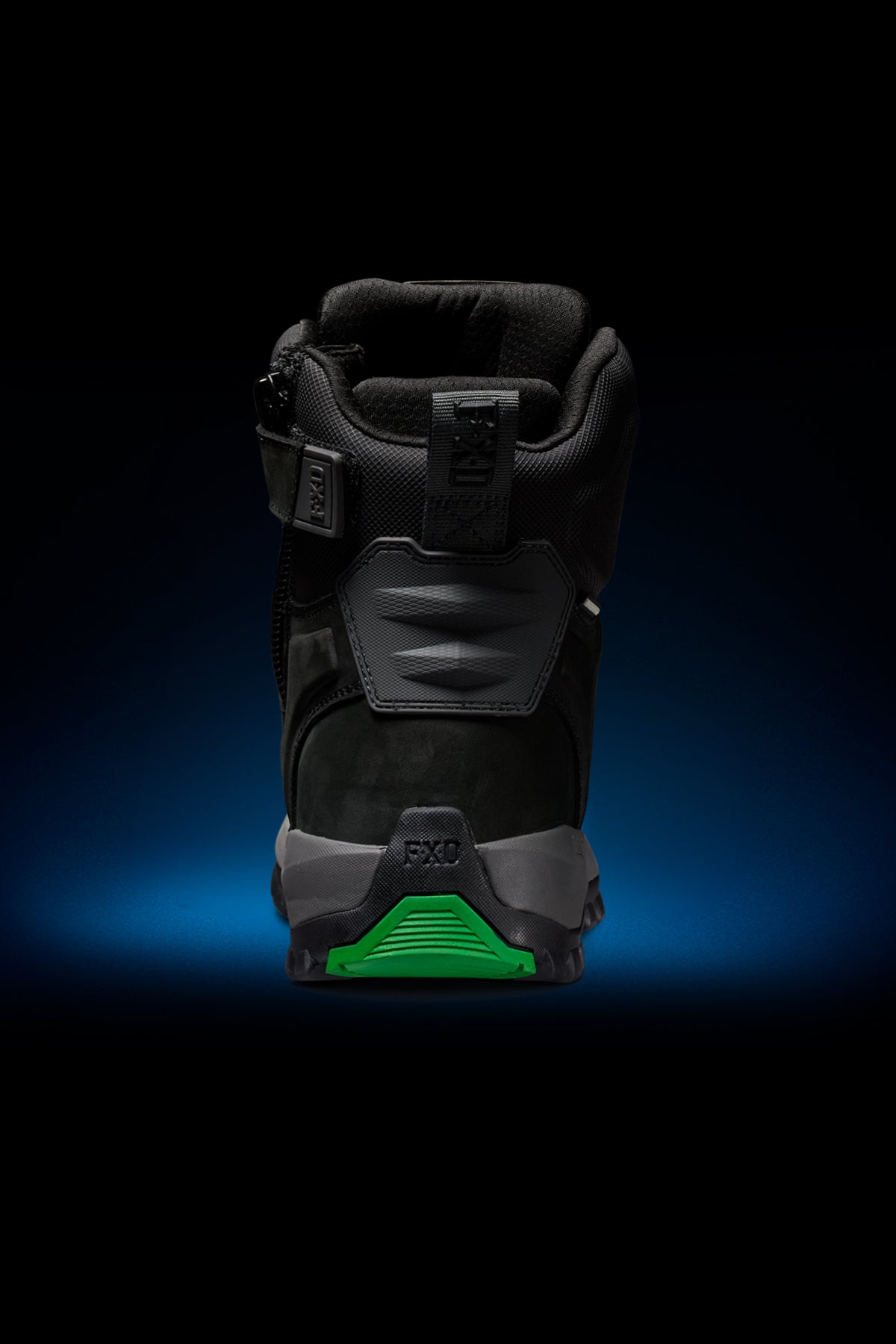 Back angle of FXD Work Boot 1 High Cut Waterproof Work Boots WB1WP in black.