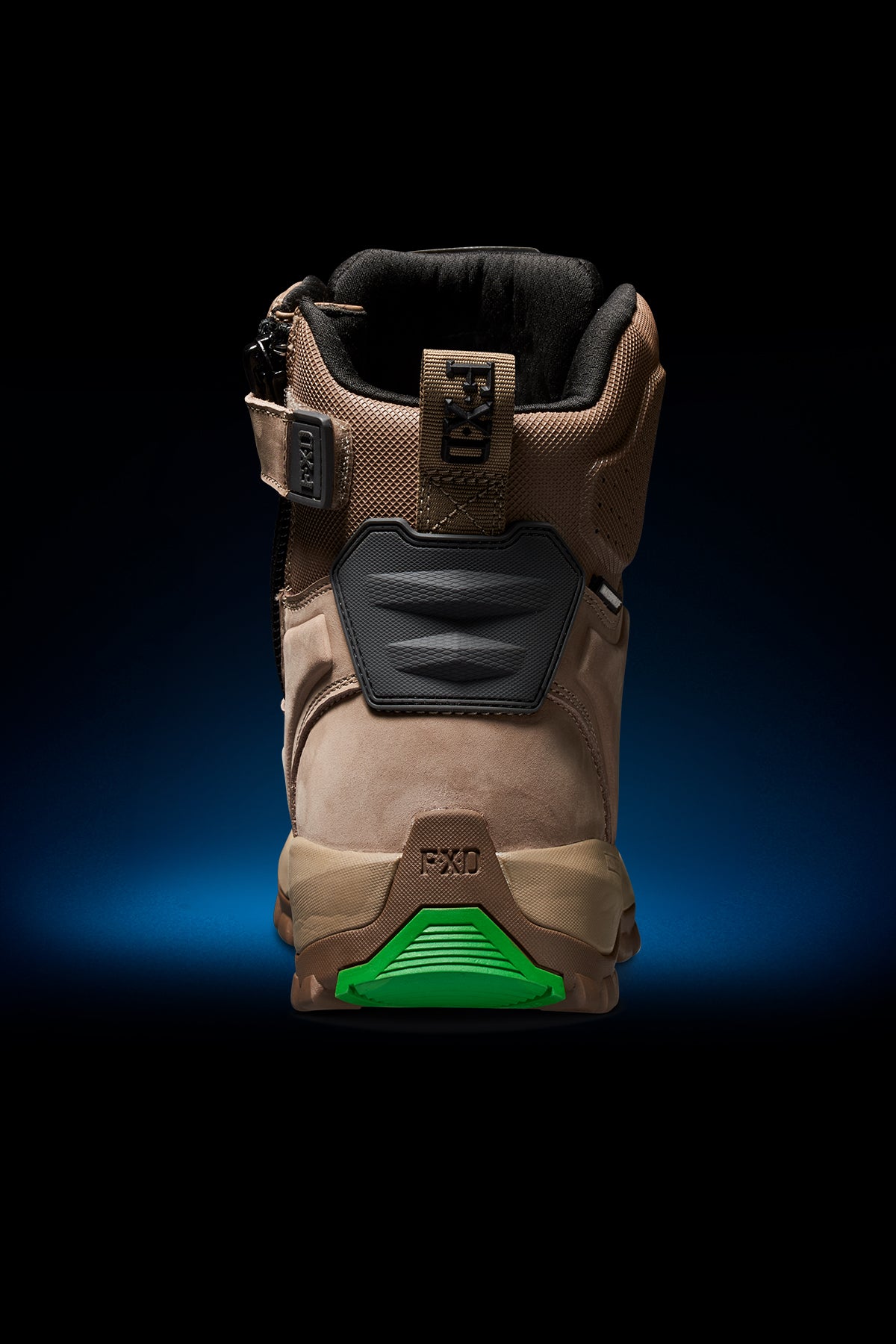 Back angle of FXD Work Boot 1 High Cut Waterproof Work Boots WB1WP in stone.