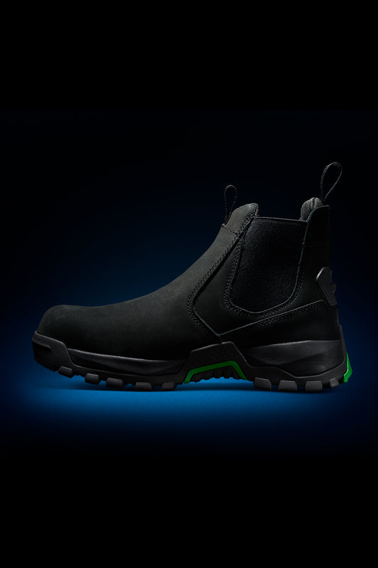 Inside angle of FXD Work Boot 4 High Cut Slip On Work Boots WB4 in black.