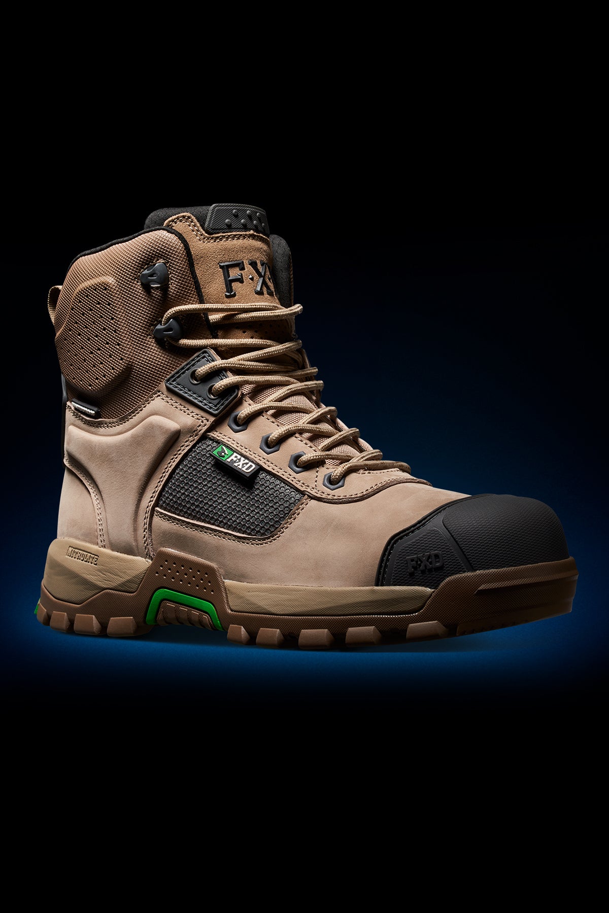 3/4 angle of FXD Work Boot 1 High Cut Waterproof Work Boots WB1WP in stone.