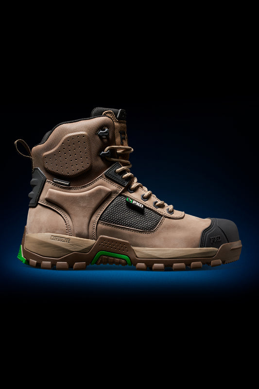 Side angle of FXD Work Boot 1 High Cut Waterproof Work Boots WB1WP in stone.