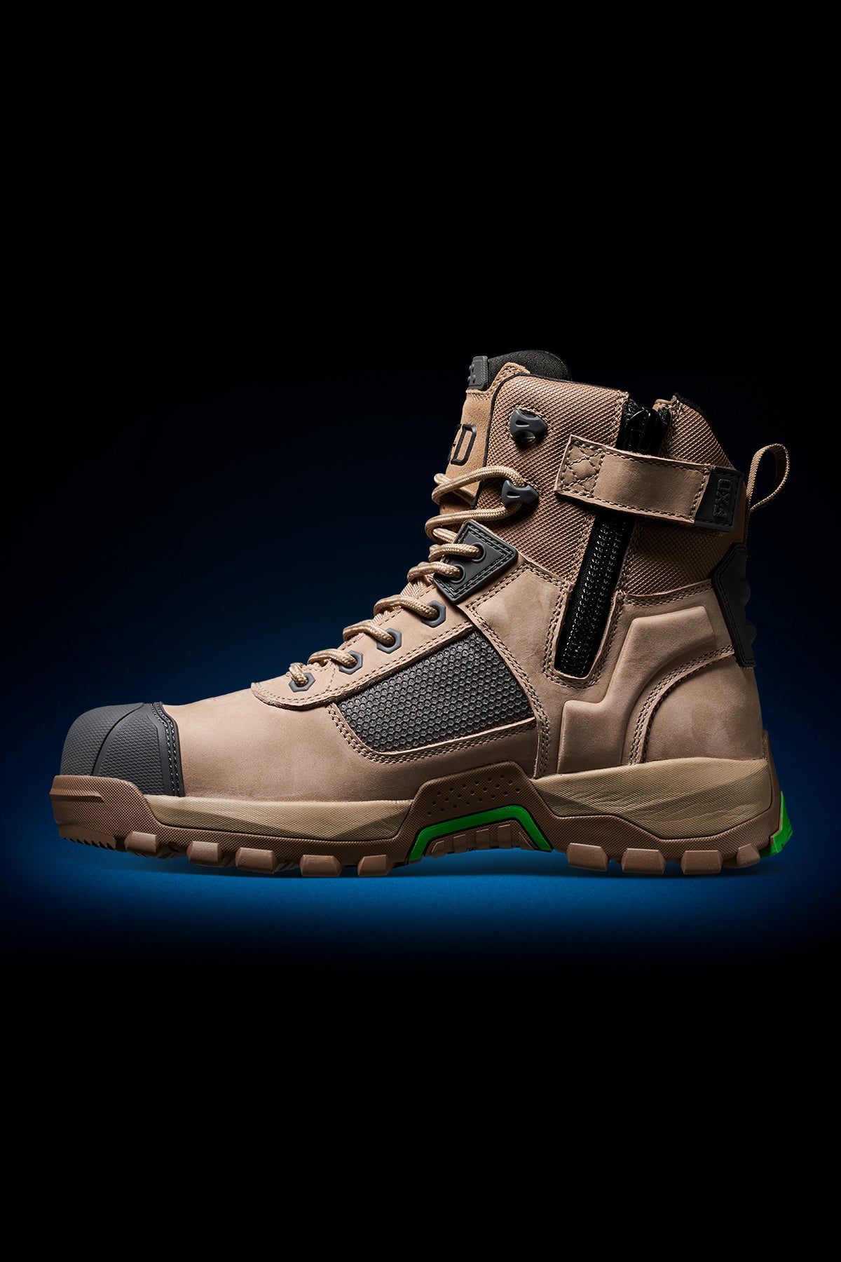 Inside angle of FXD Work Boot 1 High Cut Waterproof Work Boots WB1WP in stone.