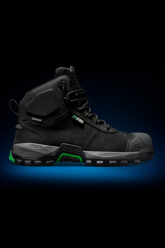 Side angle of FXD Work Boot 2 Mid Cut Waterproof Work Boots WB2WP in black.