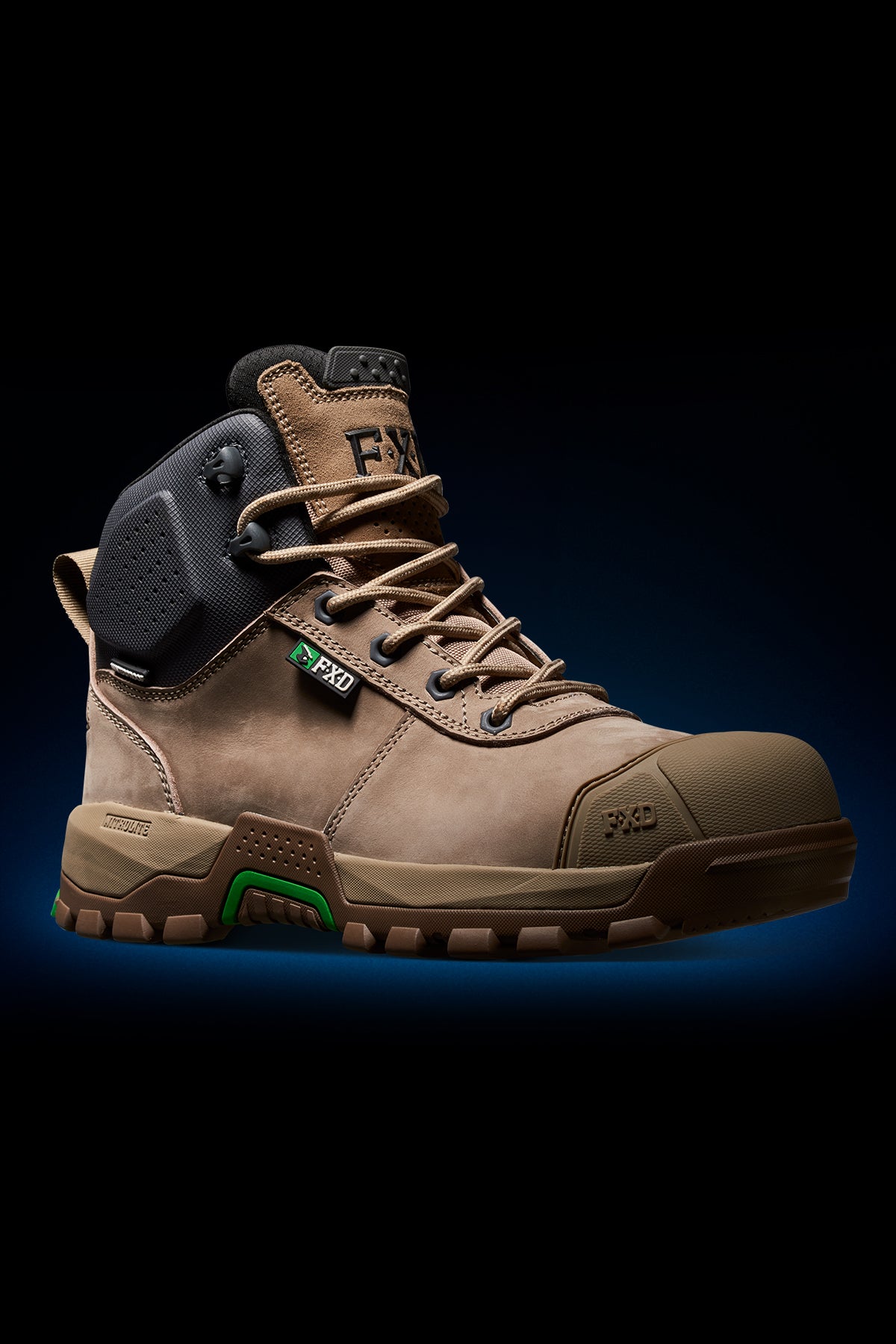 3/4 angle of FXD Work Boot 2 Mid Cut Waterproof Work Boots WB2WP in stone.